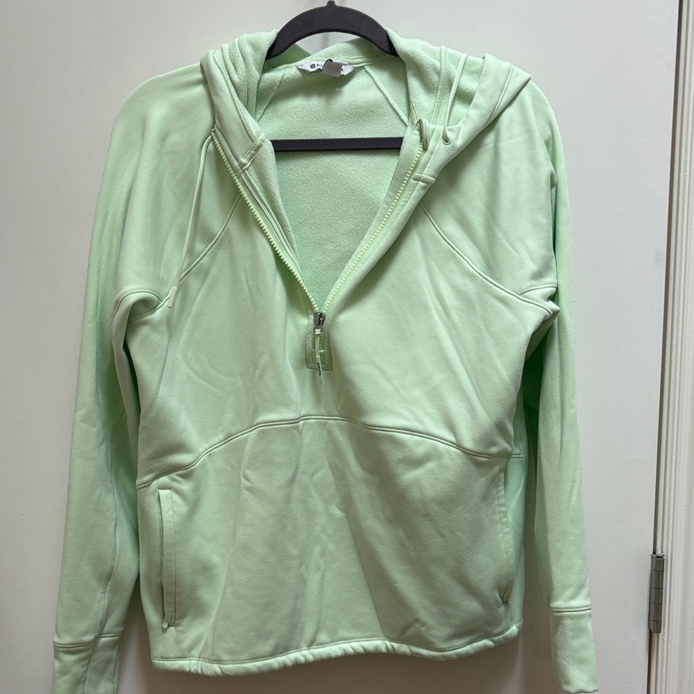 Athleta Mint Green Quarter-Zip Hooded Pullover size L